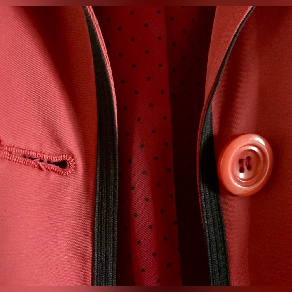Nine West Raincoat in Red with Black Trim Size Small - Picture 2 of 7